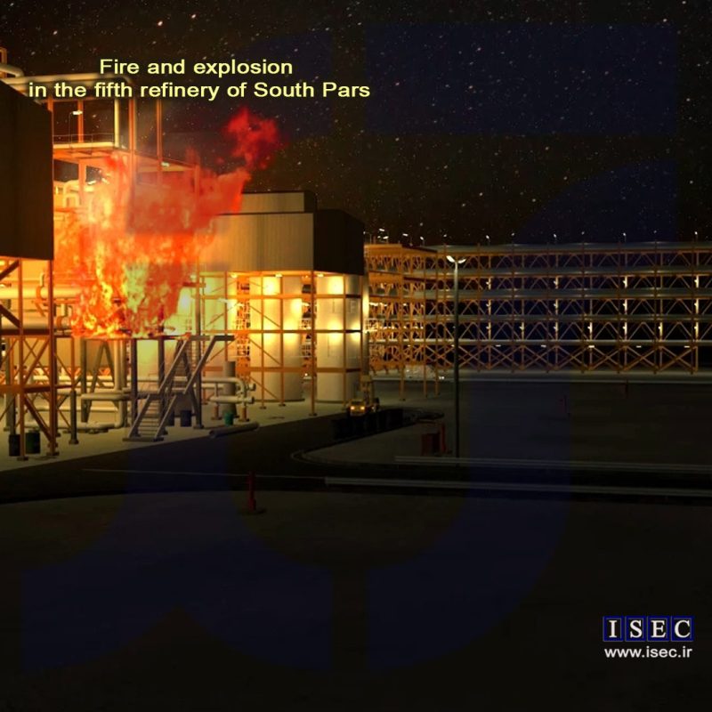 انیمیشن حادثه آتش سوزی در پالایشگاه پنجم پارس جنوبی